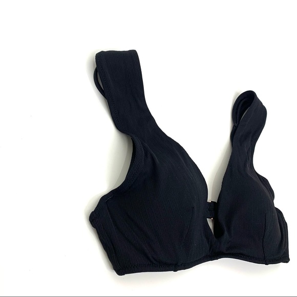 Shade & Shore Plunging Black Textured Bikini With Adjustable Straps New Nwot 34B - Picture 3 of 14